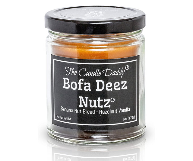 Hilarious Deez Nuts candle from IGottaHaveItNow, a funny gift idea that adds humor to any room's ambiance.