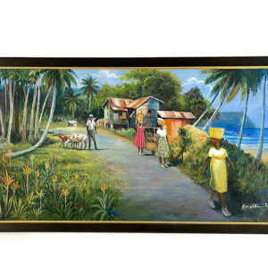 One-of-a-kind collectible painting from famous Caribbean artist Ryan Williams, available through TradeInc Enterprises.