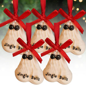 Hilarious Jingle Balls Christmas tree ornaments shaped like testicles, a quirky and fun holiday decoration.